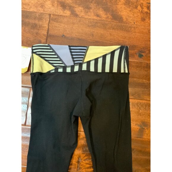 Lululemon Black Athletic Pants W/ Yellow, Blue & Green Striped Leggings, Size 4 - Picture 6 of 6